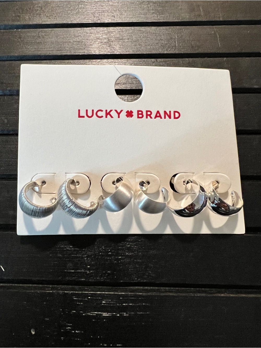Lucky Brand Silver-Tone 3-Pair Hoop Earring Set